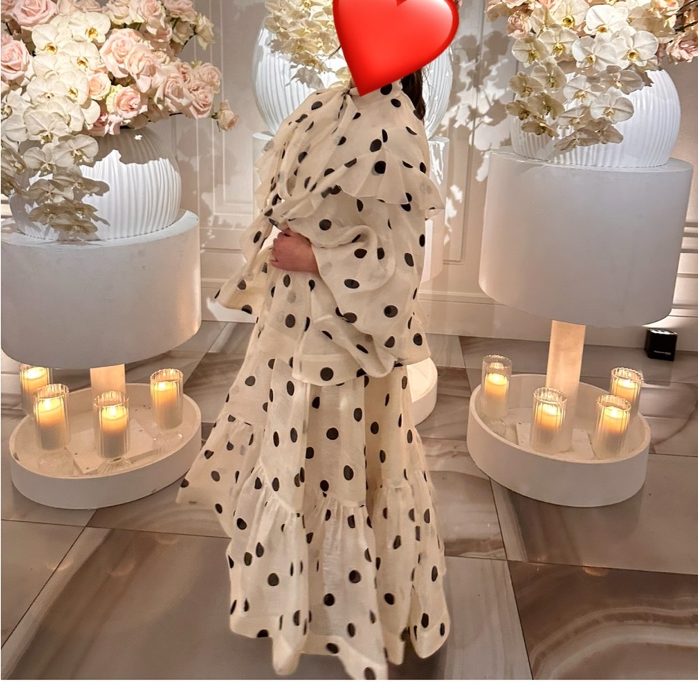 Zimmerman Polka Dot Ruffle high low skirt and puffy sleeve blouse